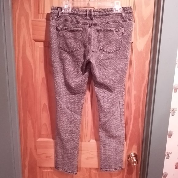Rue 21 Diamond Geometric Pattern Gothic Moto Metal Grey Jeans Fits 8 - Picture 2 of 8